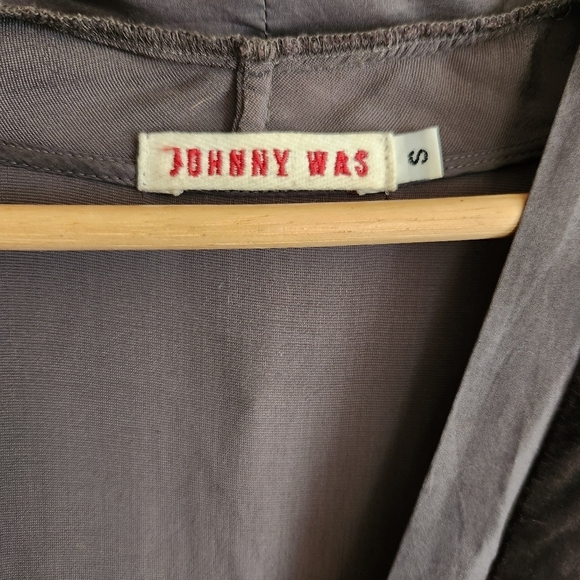Johnny Was Mini Knee Length Elegant Dress Velour Velvet Silk Blend Gray Small S - Picture 5 of 13